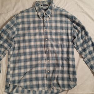 John Ashford Plaid White Casual Shirt Adult XL